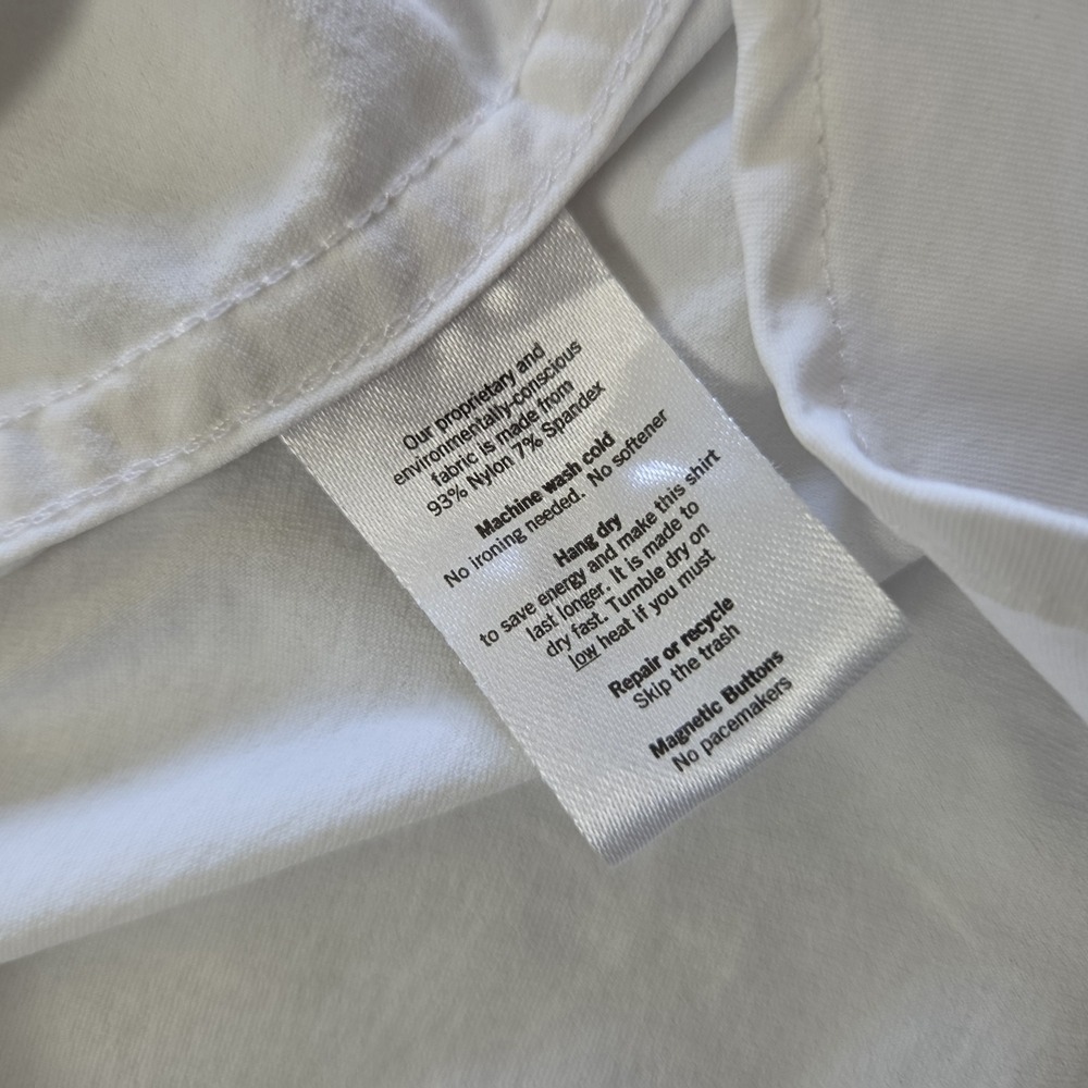 Poncho Button Up Long Sleeve Shirt Mens XL Regular Fit White Magnetic Pockets - Picture 5 of 8
